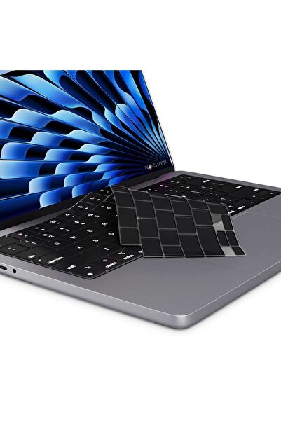 NovStrap Apple Macbook Air 15 Inç A2941 A3114 A3241 M2 M3 M4 Çip Uyumlu Türkçe Q Siyah Klavye Koruyucu Kılıf