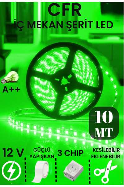 CFR LED AYDNLATMA  3 Çipli Iç Mekan Yeşil Şerit Led Tüm Mekanlar-(trafosuz) 5...