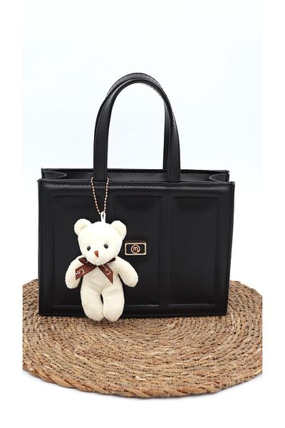 Moda Lime Women's Black Box Bag with Teddy Bear