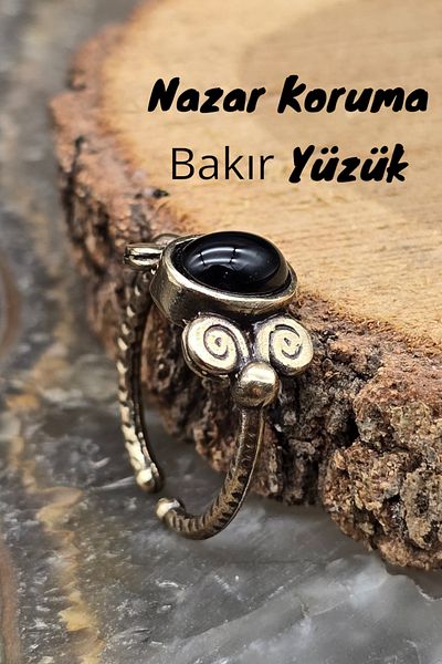 NBS Beautiful Naturel Stones Copper Agate Black Elegant Design Trend Quality Ring Adjustable (Gift, Special Day, Trend)