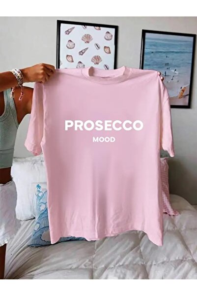LAND MODA Γυναικείο γραφικό μπλουζάκι "Prosecco Mood" - Casual κοντομάνικο, σ...