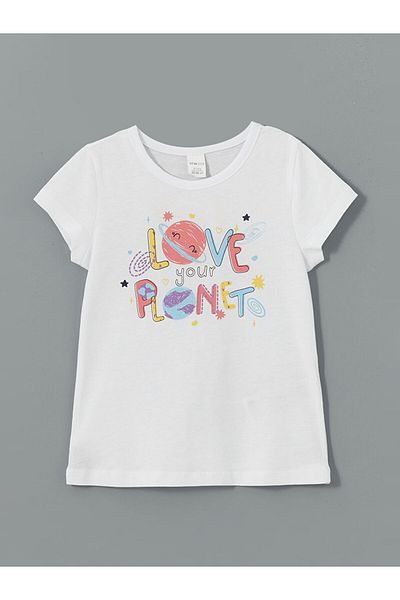 LC Waikiki Νέα σεζόν Crew Neck Printed Girls Tisort - S5JO45Z1