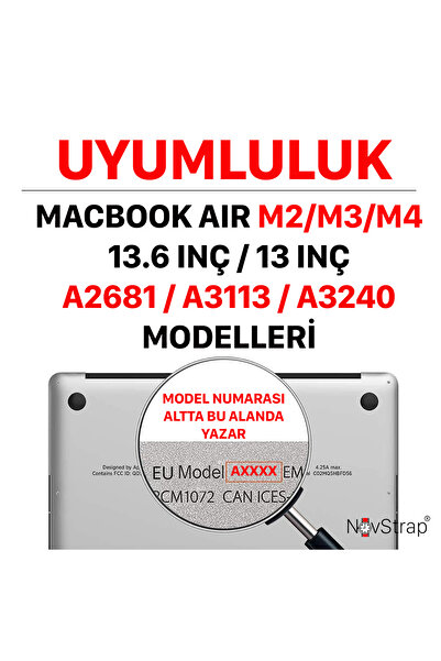 NovStrap حافظة متوافقة مع Apple Macbook Air 13.6 بوصة A2681 A3113 A3240 M2 M3 M4 حافظة لوحة مفاتيح لامعة وشفافة