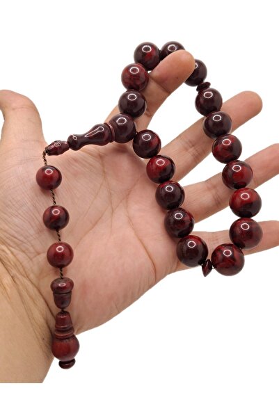 Han Ticarethane مسبحة صلاة من مسحوق العنبر باللون الأحمر الداكن