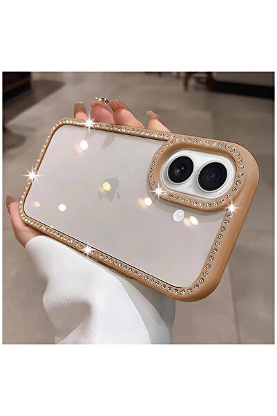 Zebana Apple iPhone 16 Uyumlu Kılıf Zebana Bling Diamond Silikon Kılıf Desert...