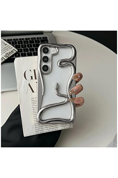 Zebana Samsung Galaxy S24 Uyumlu Kılıf Zebana 3D Snake Silikon Kılıf Gri