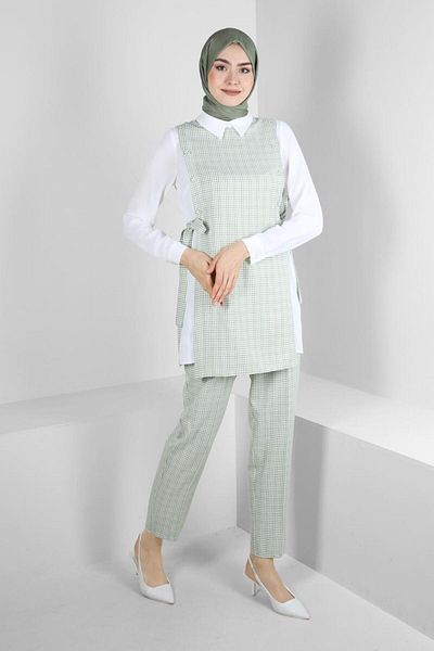 Alvina GINGER PATTERNED TIE-DETAILED PANT SUIT 43637