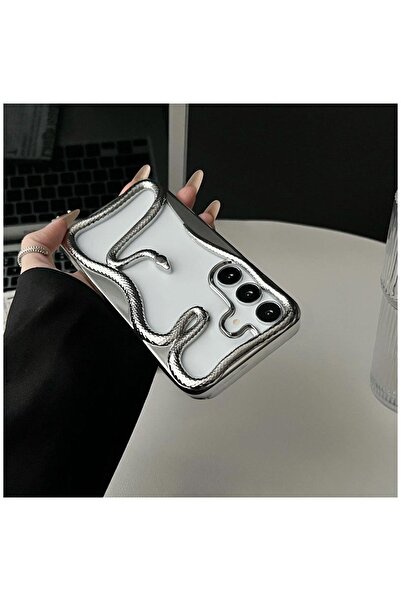 Zebana Samsung Galaxy A55 Compatible Case Zebana 3D Snake Silicone Case Gray