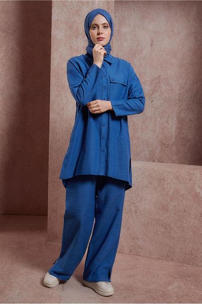 Alvina Costum cu guler cămașă și pantaloni 44437