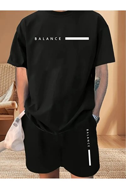 LAND MODA تي شيرت بأكمام قصيرة ورقبة دائرية للرجال وبدلة ملابس كاجوال عصرية م...