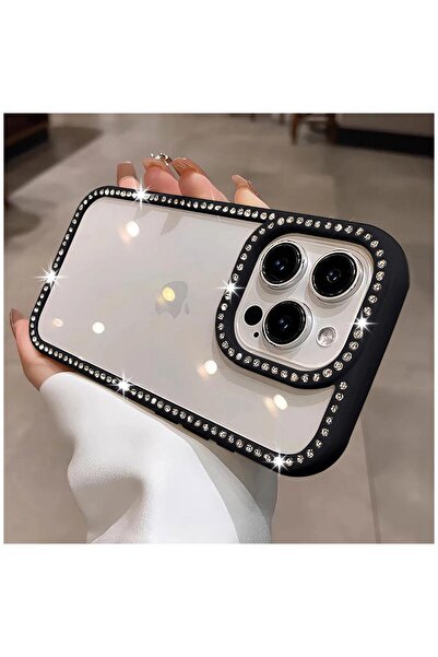Zebana Apple iPhone 13 Pro Max Uyumlu Kılıf Zebana Bling Diamond Silikon Kılı...