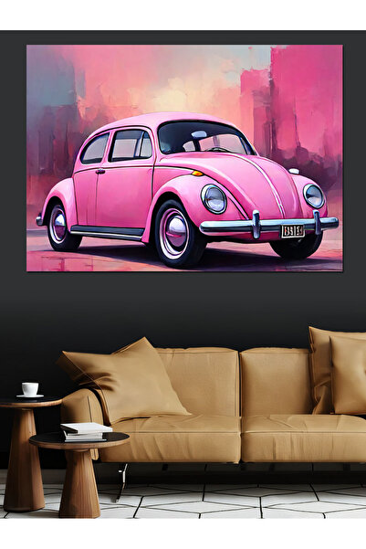 KanvasSepeti Ретро розова костенурка, маслена живопис, текстурирана висококач...