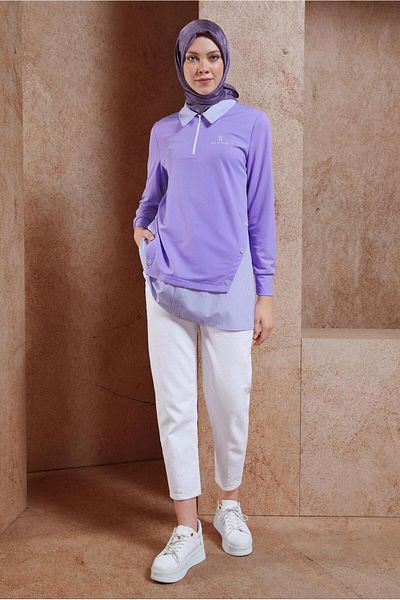 Alvina 44750 Model Striped Tracksuit Tunic
