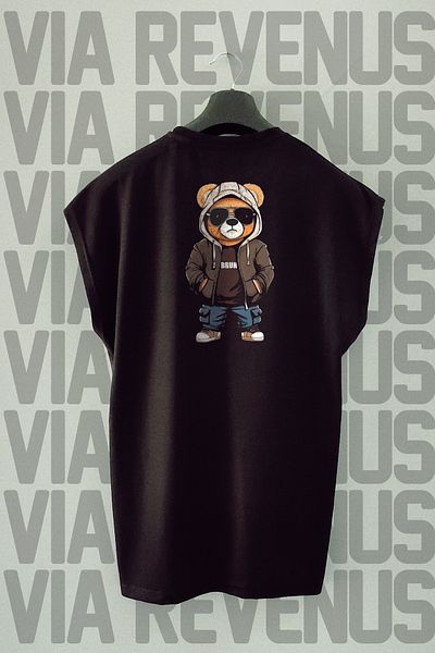Vordevia Αθλητικό μπλουζάκι Cool Bear με στάμπα με μηδενικό μανίκι με λαιμόκοψη