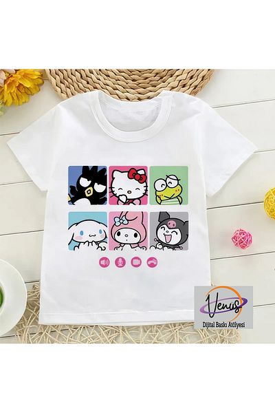 venüsdijital TRICOU DE VARĂ PENTRU COPII IMPRIMAT KUROMİ MELODY HELLO KITTY