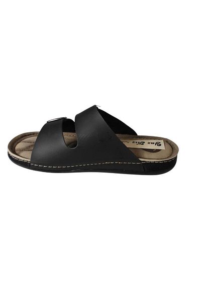Yaz Kış Ayakkabı Yazkiş Men's Black Buckle Velcro Large Size Slippers