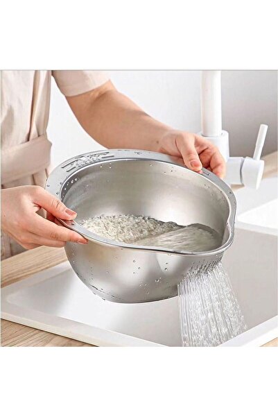 Onedekor Çok Amaçlı Pirinç Meyve Makarna Süzgeci Paslanmaz 18/10 Çelik Süzgeç