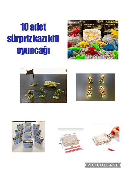 AZİZ OYUNCAK 10 Adet.. Sürpriz Oyuncak Arkeolojik Kazı Kiti Bilim Macera Kazı Seti..
