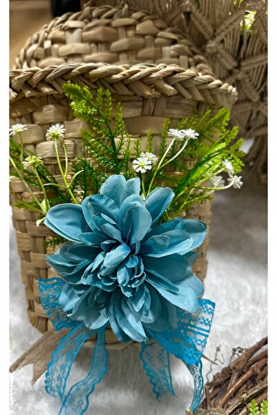 Marrone Καλάθι πόρτας με λουλούδια μπλε αστέρι