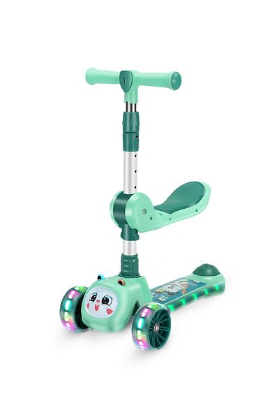 Generic 3-in-1 Kids Kick Scooter with  Adjustable Handlebar, Foldable Seat, Light-Up Wheels & Deck