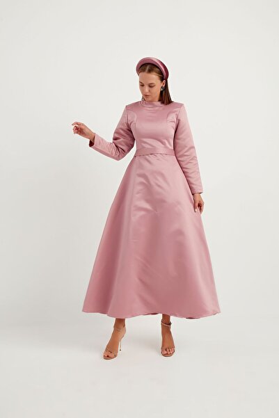 Huuq Design Pile detaylı saten elbise