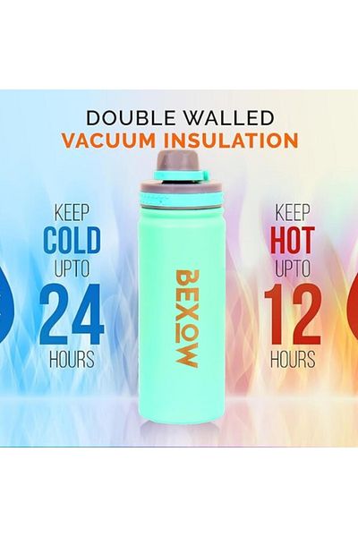 BEXOW Double Wall Vacuum Flask Insulated Stainless Steel Water Bottle for Hot and Cold Beverages
