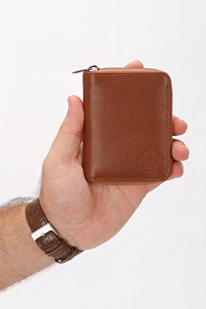 Newish Polo Θήκη για κάρτες με φερμουάρ από γνήσιο δέρμα σε κάθετη σχήμα ακορ...