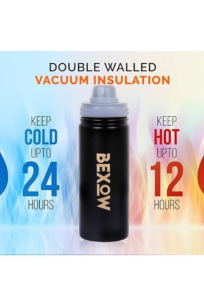 BEXOW Double Wall Vacuum Flask Insulated Stainless Steel Water Bottle for Hot and Cold Beverages