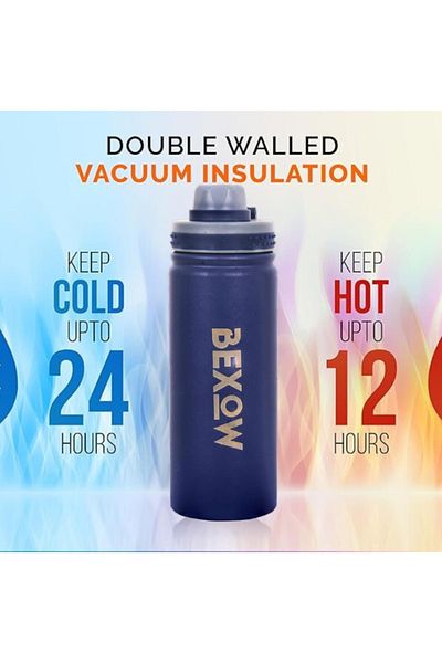 BEXOW Double Wall Vacuum Flask Insulated Stainless Steel Water Bottle for Hot and Cold Beverages