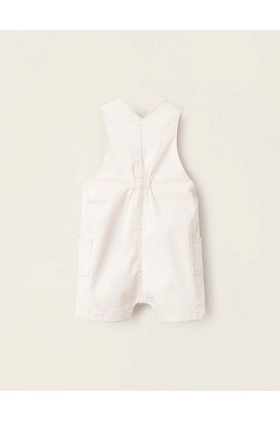 Ziddy Short Twill Dungarees for Newborns, Beige