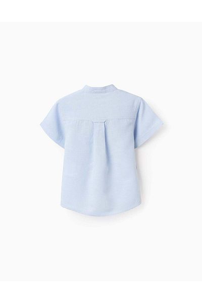 Ziddy Shirt with Mao Collar and Pocket for Baby Boys, Light Blue