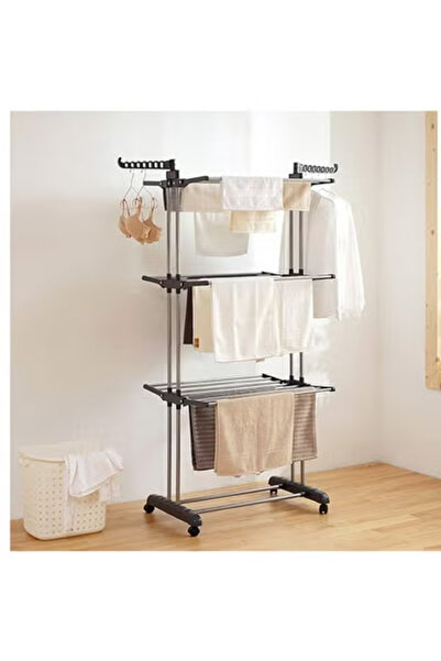 Taimi رف تجفيف الملابس ذو 4 طبقات (رمادي) - كل طبقة تدعم 10 كجم، تصميم دوار -...