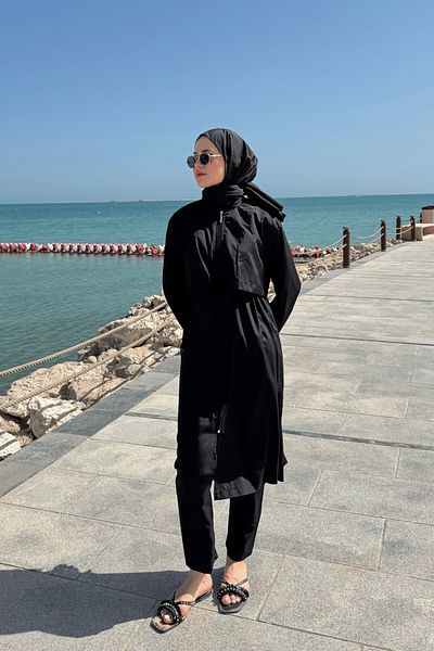 lurex moda Parachute Fabric Long Hijab Swimsuit