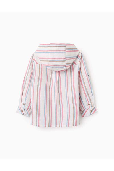 Ziddy Shirt with Mao Collar Stripes for Boys, Blue/Pink