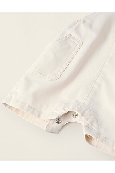 Ziddy Short Twill Dungarees for Newborns, Beige