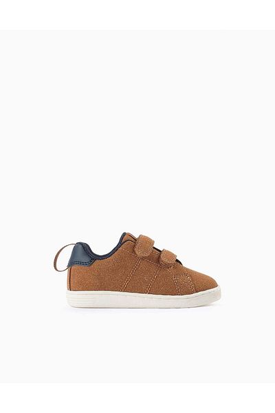 Ziddy Suede Trainers for Baby Boys 'ZY 1996', Dark Camel