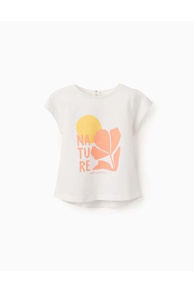 Ziddy Cotton T-shirt for Baby Girls 'Nature', White