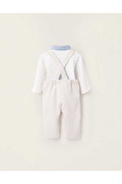 Ziddy Bodysuit + Trousers for Newborns 'Sailing Boat', White/Beige