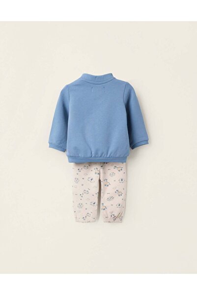 Ziddy Set of Hooded Jacket + Trousers for Newborns 'Safari', Blue/Beige