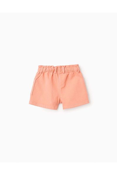Ziddy Paperbag Waist Shorts for Baby Girls, Coral