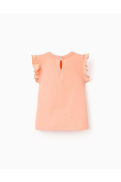 Ziddy Pack of 2 T-shirts with Motifs and Prints for Baby Girls, White/Coral
