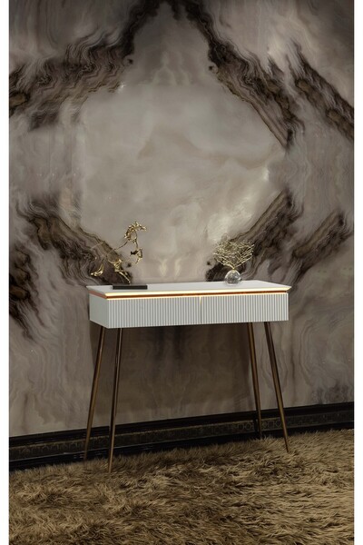 Sare Home Bianco Lake Dresuar Beyaz - Rose Gold