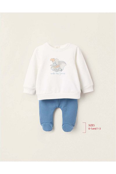 Ziddy Sweatshirt + Trousers for Newborns 'Dumbo', White/Blue