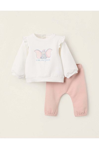Ziddy Sweatshirt + Joggers for Newborn Girls 'Dumbo', Pink/White