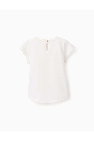Ziddy Cotton T-shirt for Baby Girls 'Nature', White