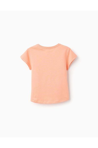 Ziddy Pack of 2 Cotton T-shirts for Girls 'Starfish', Coral/White