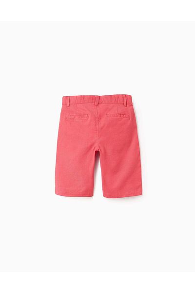 Ziddy Cotton and Linen Chino Shorts for Boys 'Long', Red