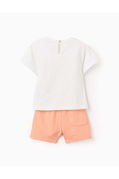 Ziddy T-shirt + Shorts for Baby Girls 'Summer', White/Coral