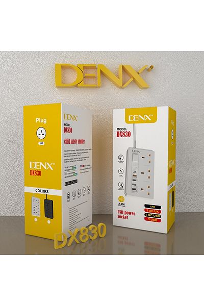 Denx DX830 - UK Power Socket (3 UK outlet + 3 USB-A +PD+QC)