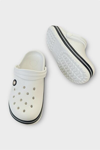 Liger Biser Slippers - White and Black for Garden, Beach, Seaside and Pool